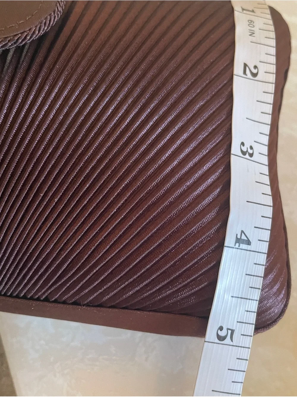 Elegant Brown Satin Pleated Clutch Bag
